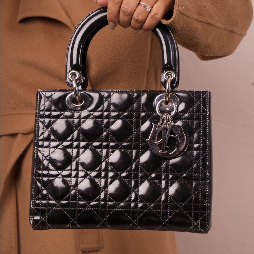 Christian dior- Lady Dior medium patent bag
